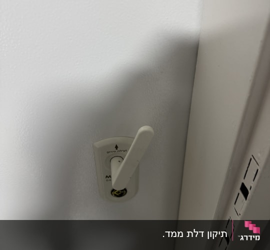 מנעול דלת עם ידית לבנה וחור מפתח